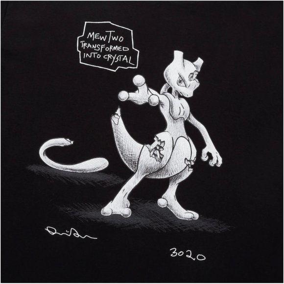 DANIEL ARSHAM X POKEMON T-Shirt Mewtwo Transformed into Crystal UNIQLO Size S - Picture 6 of 7